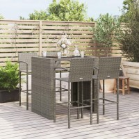 Vidaxl 5 Piece Patio Bar Set Gray Poly Rattan