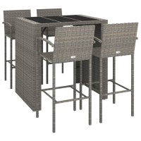 Vidaxl 5 Piece Patio Bar Set Gray Poly Rattan