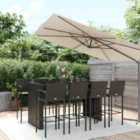 Vidaxl 9 Piece Patio Bar Set Black Poly Rattan