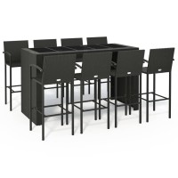 Vidaxl 9 Piece Patio Bar Set Black Poly Rattan