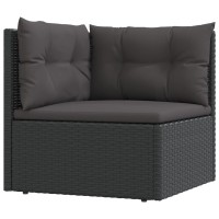 Vidaxl Patio Corner Sofa With Cushions Black Poly Rattan