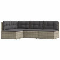 Vidaxl 4 Piece Patio Lounge Set With Cushions Gray Poly Rattan