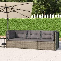 Vidaxl 3 Piece Patio Lounge Set With Cushions Gray Poly Rattan