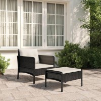 Vidaxl 2 Piece Patio Lounge Set With Cushions Black Poly Rattan