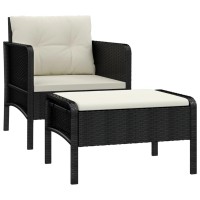 Vidaxl 2 Piece Patio Lounge Set With Cushions Black Poly Rattan