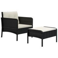 Vidaxl 2 Piece Patio Lounge Set With Cushions Black Poly Rattan