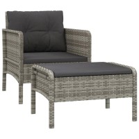 Vidaxl 2 Piece Patio Lounge Set With Cushions Gray Poly Rattan