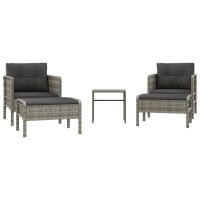 Vidaxl 5 Piece Patio Lounge Set With Cushions Gray Poly Rattan