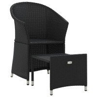 Vidaxl 2 Piece Patio Lounge Set With Cushions Black Poly Rattan