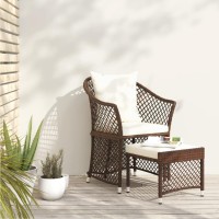 Vidaxl 2 Piece Patio Lounge Set With Cushions Brown Poly Rattan