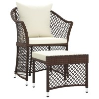 Vidaxl 2 Piece Patio Lounge Set With Cushions Brown Poly Rattan