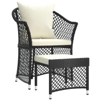 Vidaxl 2 Piece Patio Lounge Set With Cushions Black Poly Rattan