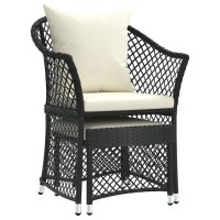 Vidaxl 2 Piece Patio Lounge Set With Cushions Black Poly Rattan