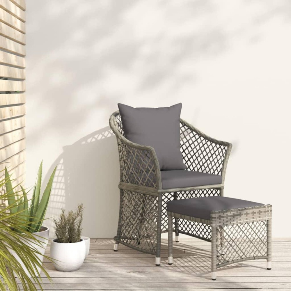 Vidaxl 2 Piece Patio Lounge Set With Cushions Gray Poly Rattan