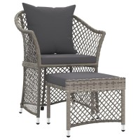 Vidaxl 2 Piece Patio Lounge Set With Cushions Gray Poly Rattan