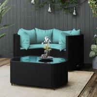 Vidaxl 4 Piece Patio Lounge Set With Cushions Black Poly Rattan