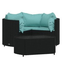 Vidaxl 4 Piece Patio Lounge Set With Cushions Black Poly Rattan