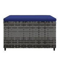 Vidaxl Patio Footrest With Cushion Gray Poly Rattan