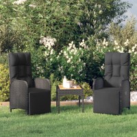 Vidaxl Patio Reclining Chairs With Cushions 2 Pcs Poly Rattan Black