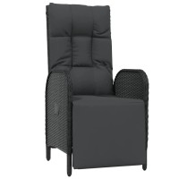 Vidaxl Patio Reclining Chairs With Cushions 2 Pcs Poly Rattan Black