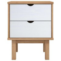 Vidaxl Bedside Cabinet Otta Brown&White 18.1X15.6X22.4 Solid Wood Pine