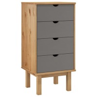 Vidaxl Drawer Cabinet Otta Brown&Gray 18.1X15.6X35.4 Solid Wood Pine