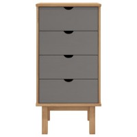 Vidaxl Drawer Cabinet Otta Brown&Gray 18.1X15.6X35.4 Solid Wood Pine