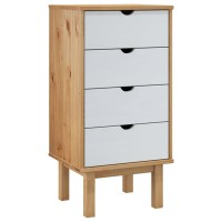 Vidaxl Drawer Cabinet Otta Brown&White 18.1X15.6X35.4 Solid Wood Pine