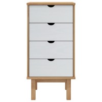 Vidaxl Drawer Cabinet Otta Brown&White 18.1X15.6X35.4 Solid Wood Pine