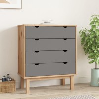 Vidaxl Drawer Cabinet Otta Brown&Gray 30.1X15.6X35.4 Solid Wood Pine