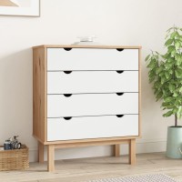 Vidaxl Drawer Cabinet Otta Brown&White 30.1X15.6X35.4 Solid Wood Pine