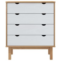 Vidaxl Drawer Cabinet Otta Brown&White 30.1X15.6X35.4 Solid Wood Pine