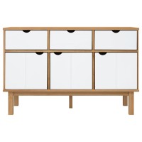 Vidaxl Sideboard Otta Brown And White 44.9X16.9X28.9 Solid Wood Pine