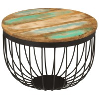 Vidaxl Coffee Table 19.7X13.8 Solid Wood Reclaimed And Steel