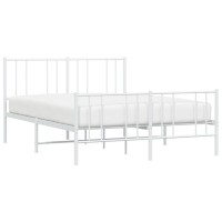 Vidaxl Metal Bed Frame With Headboard And Footboard White 59.8X78.7