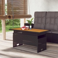 Vidaxl Patio Table Black 39.4X19.7X16.9/24.8 Solid Wood Acacia&Poly Rattan
