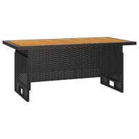 Vidaxl Patio Table Black 39.4X19.7X16.9/24.8 Solid Wood Acacia&Poly Rattan