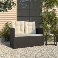 Vidaxl Patio Bench With Cushions Black 41.3 Poly Rattan