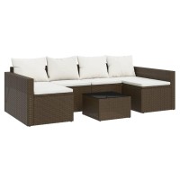 Vidaxl 2 Piece Patio Lounge Set With Cushions Brown Poly Rattan