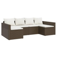 Vidaxl 2 Piece Patio Lounge Set With Cushions Brown Poly Rattan