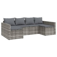 Vidaxl 2 Piece Patio Lounge Set With Cushions Gray Poly Rattan