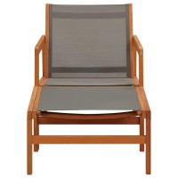Vidaxl Patio Chair With Footrest Gray Solid Wood Eucalyptus And Textilene