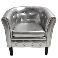 Vidaxl Tub Chair Silver Faux Leather