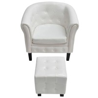 Vidaxl Tub Chair With Footstool White Faux Leather