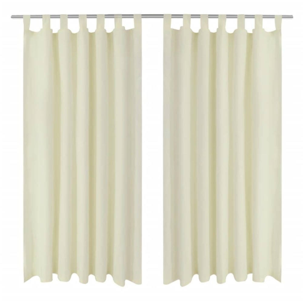 2 pcs Cream Micro-Satin Curtains with Loops 55