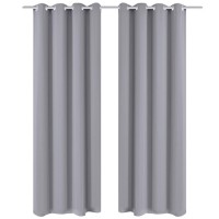 2 pcs Gray Blackout Curtains with Metal Rings 53