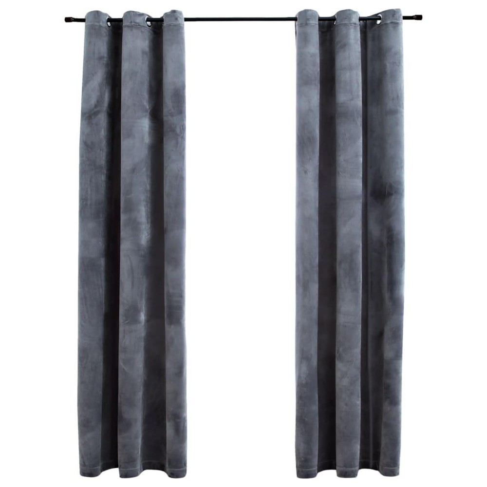 vidaXL Blackout Curtains with Rings 2 pcs Anthracite 37