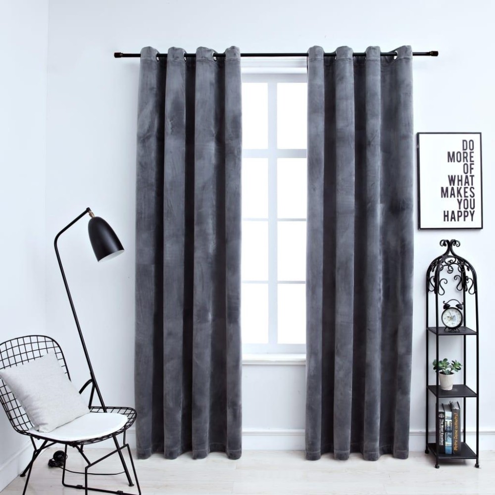 vidaXL Blackout Curtains with Rings 2 pcs Anthracite 54