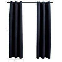 vidaXL Blackout Curtains with Rings 2 pcs Black 37