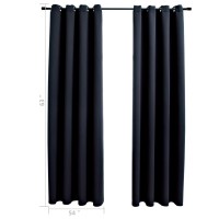 vidaXL Blackout Curtains with Rings 2 pcs Black 54